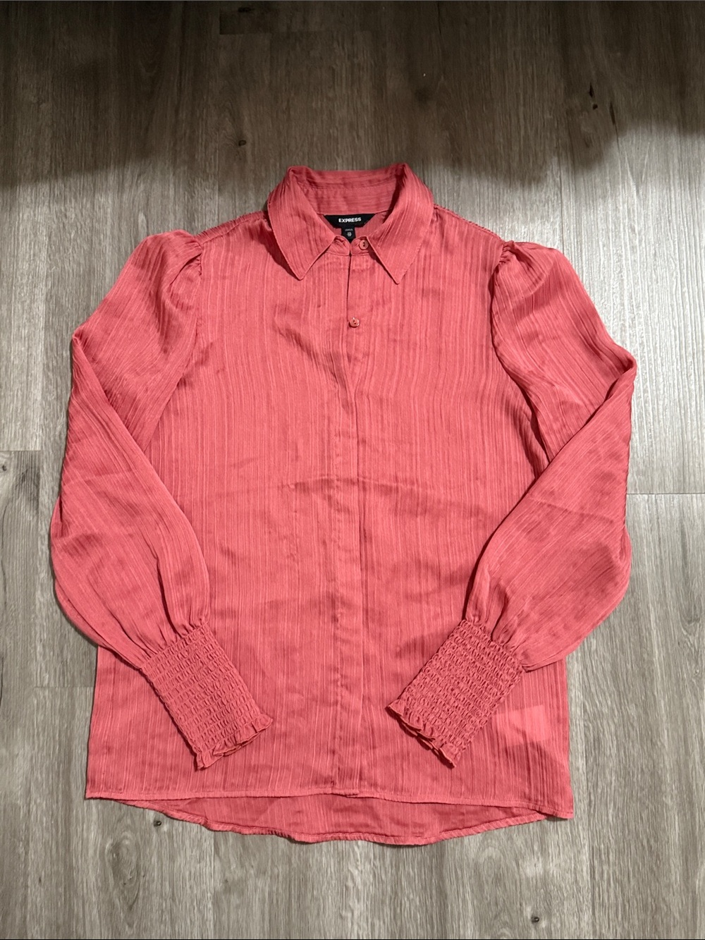 Express Coral-Pink Long Sleeve Button Shirt